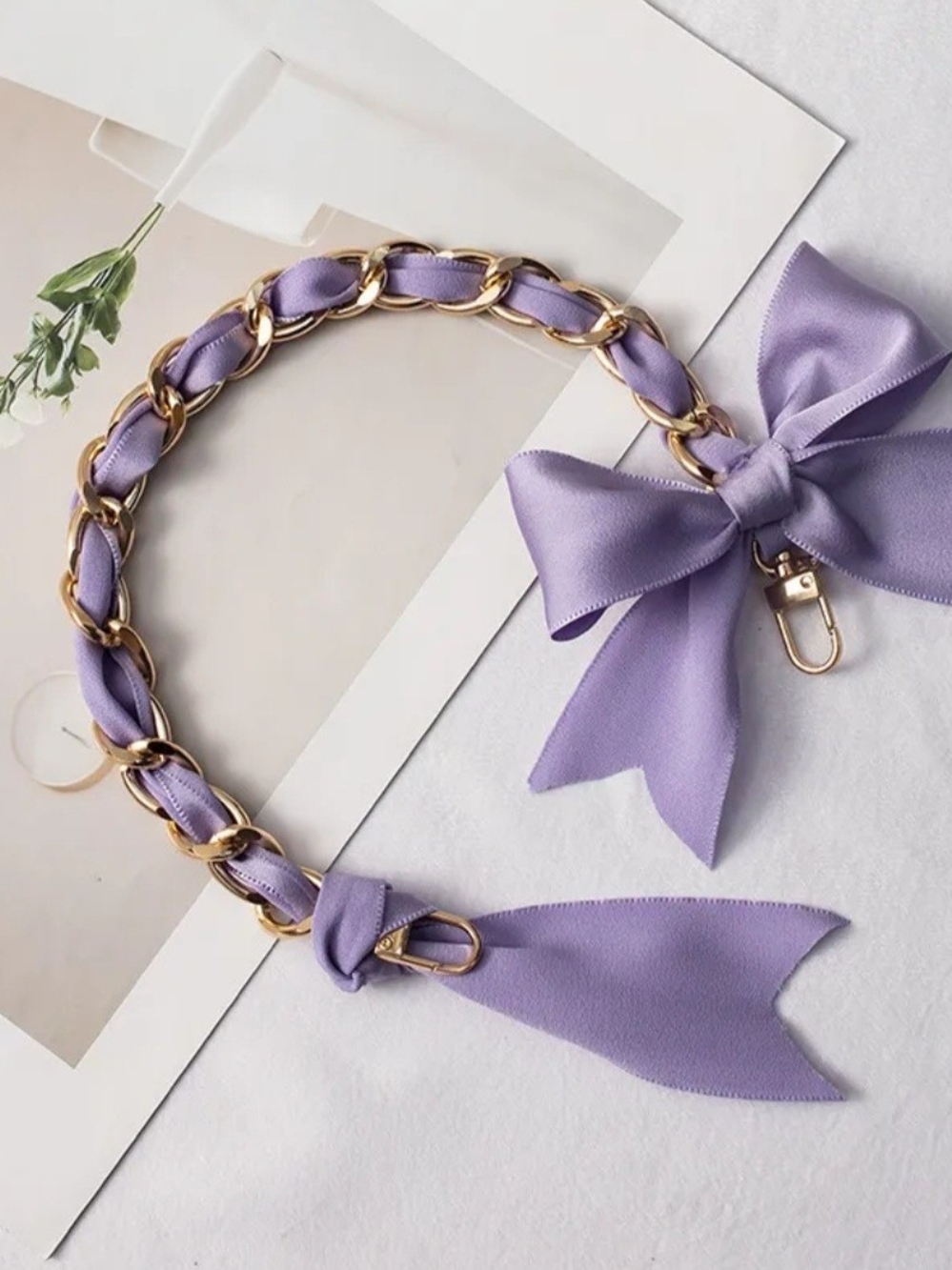 Lavender Chain-Linked Bow Strap - Women Accessories